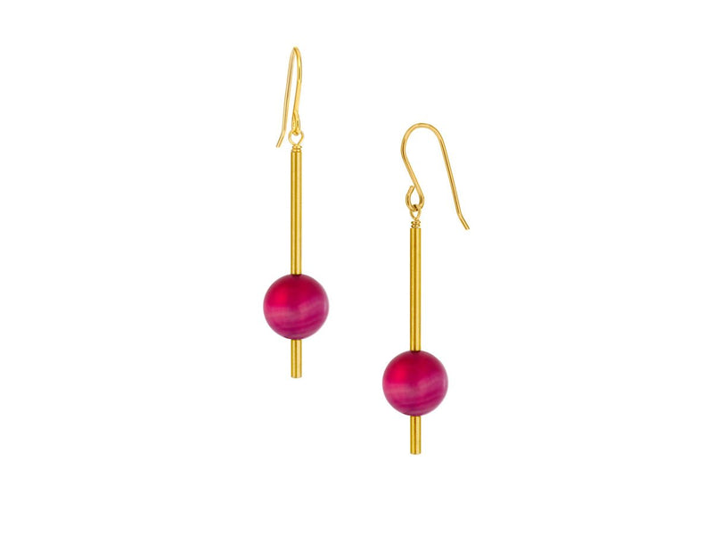Pendulum Pink Agate Drop Earrings - Pamela Lauz Jewellery