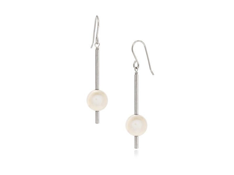 Pendulum White Pearl Drop Earrings - Pamela Lauz Jewellery