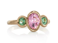 Pink Spinel and Green Tourmalines Ring - Pamela Lauz Jewellery