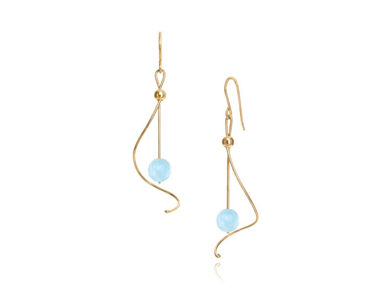 Pirouette Aquamarine Twist Drop Earrings - Pamela Lauz Jewellery