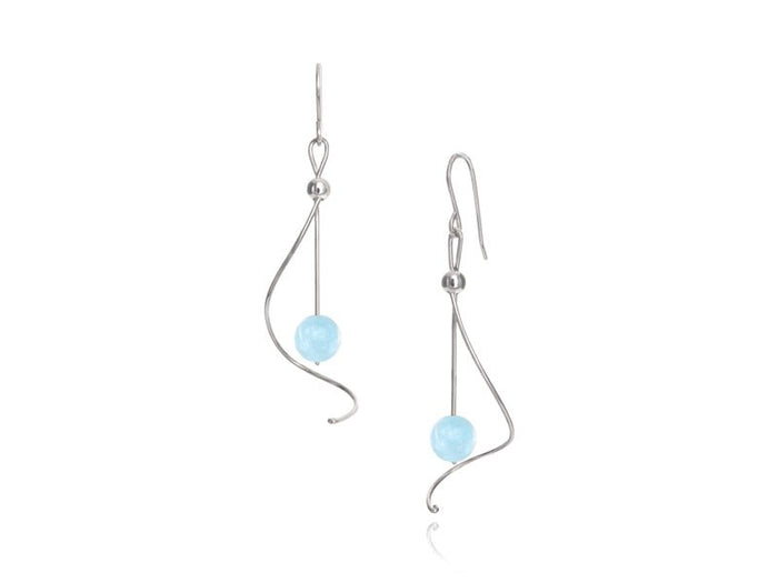 Pirouette Aquamarine Twist Drop Earrings - Pamela Lauz Jewellery