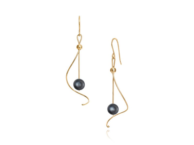 Pirouette Black Pearl Twist Drop Earrings - Pamela Lauz Jewellery