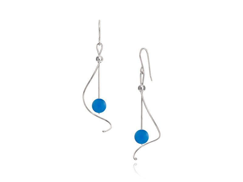 Pirouette Blue Agate Twist Drop Earrings - Pamela Lauz Jewellery