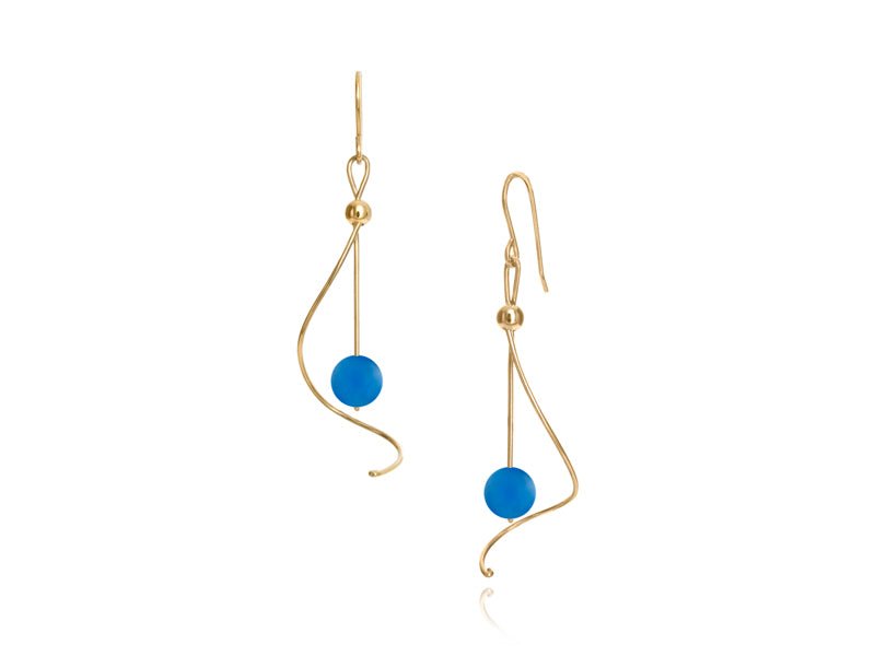 Pirouette Blue Agate Twist Drop Earrings - Pamela Lauz Jewellery
