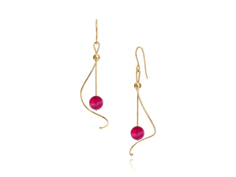 Pirouette Pink Agate Twist Drop Earrings - Pamela Lauz Jewellery
