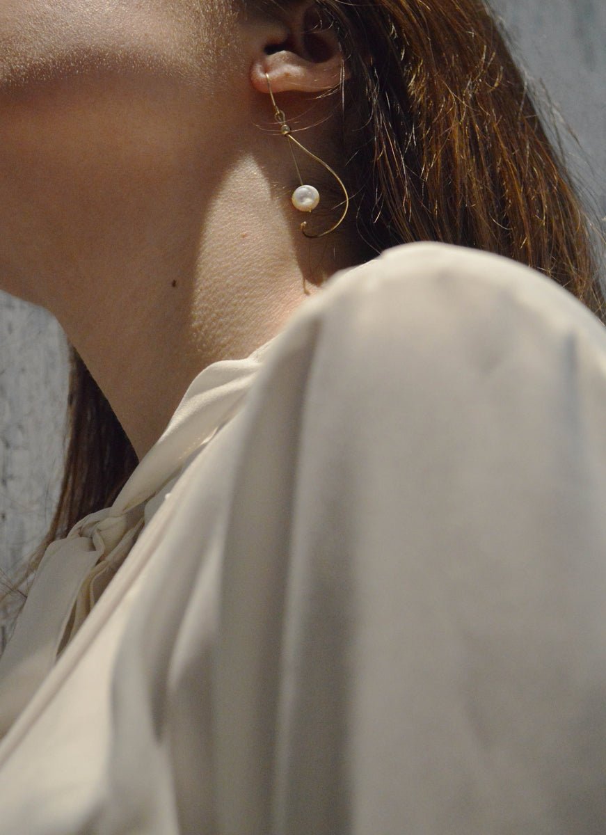 Pirouette White Pearl Twist Drop Earrings - Pamela Lauz Jewellery