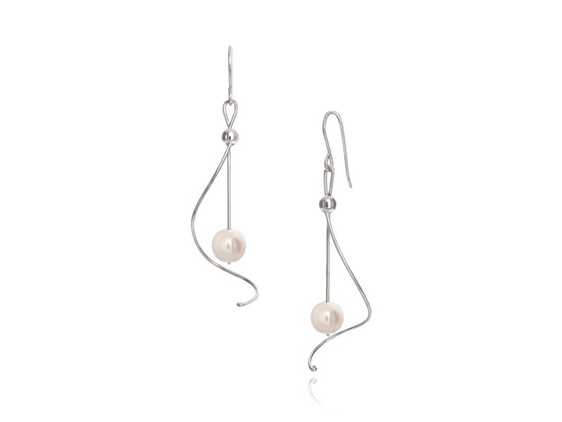 Pirouette White Pearl Twist Drop Earrings - Pamela Lauz Jewellery