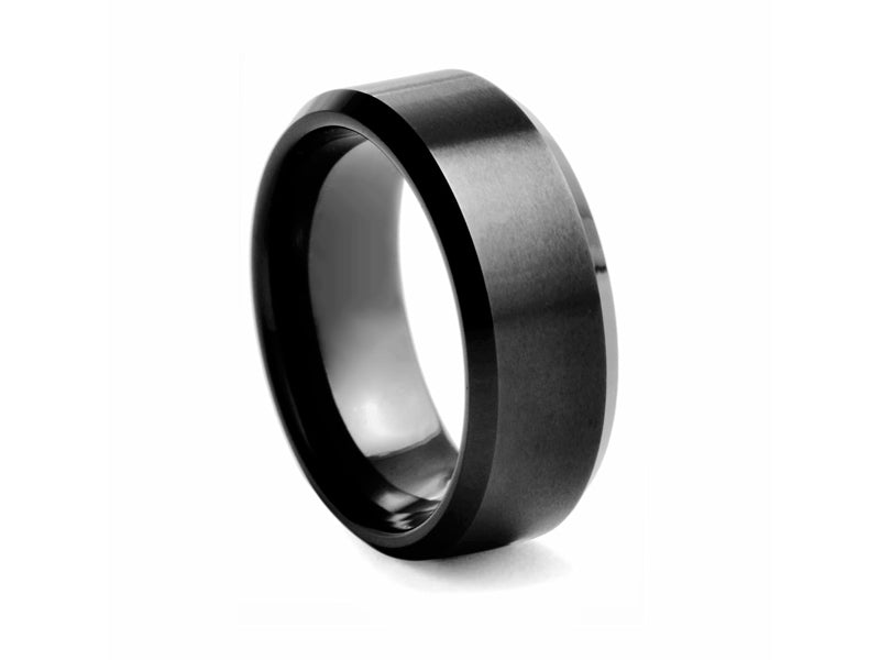 Plated Tungsten Band with Bevelled Edges - Pamela Lauz Jewellery