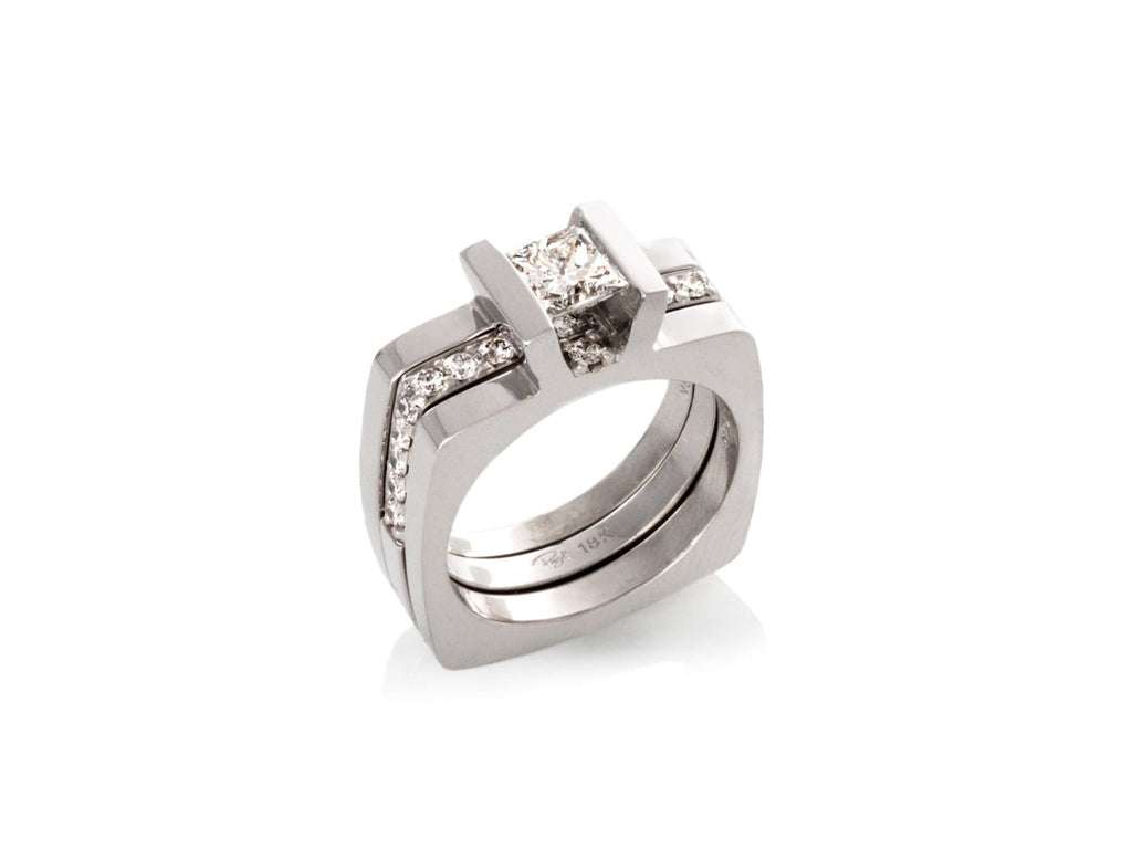Nesting Rings Princess-cut Diamond Nesting Wedding Rings – Pamela Lauz Jewellery