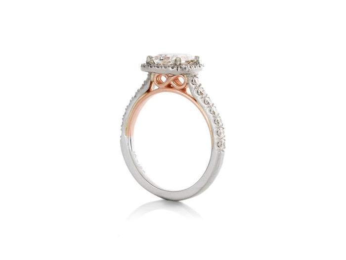 Princess Diamond Engagement Ring With Rose Gold Infinity Symbol - Pamela Lauz Jewellery