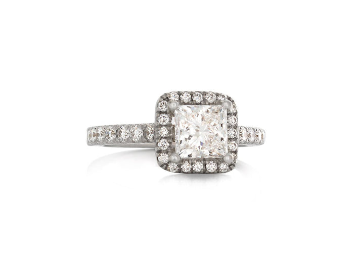 Princess Diamond Engagement Ring With Rose Gold Infinity Symbol - Pamela Lauz Jewellery