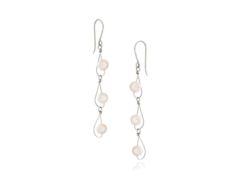 Rain White Pearl Trio Earrings - Pamela Lauz Jewellery