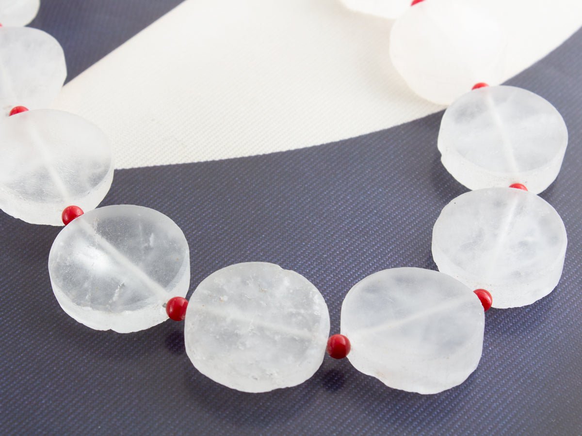 Rock Quartz Disks Sea Bamboo Silver Statement Necklace