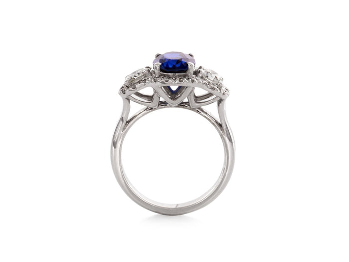 Sapphire and Diamond White Gold Engagement Ring - Pamela Lauz Jewellery
