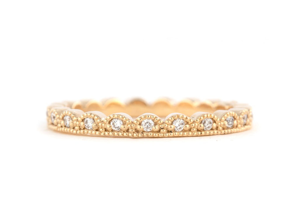 Sarah Scalloped Diamond Stacking Band