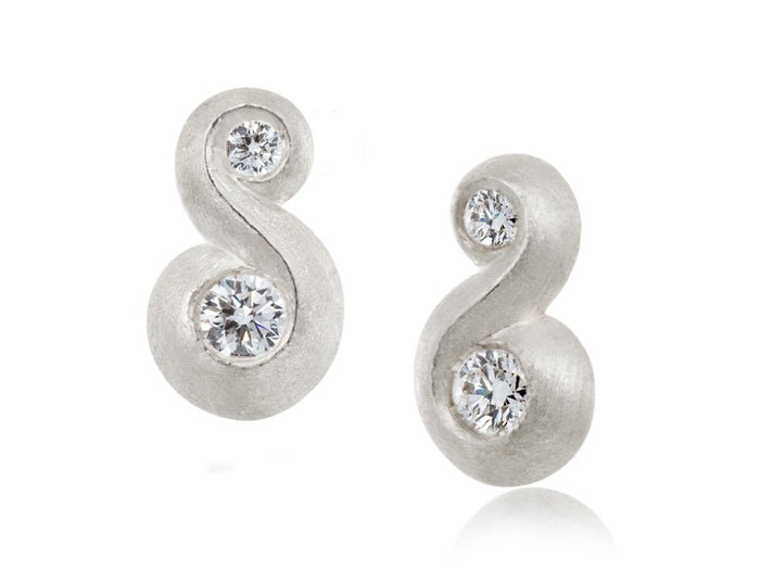 Spiral Double Diamond Stud Earrings - Pamela Lauz Jewellery