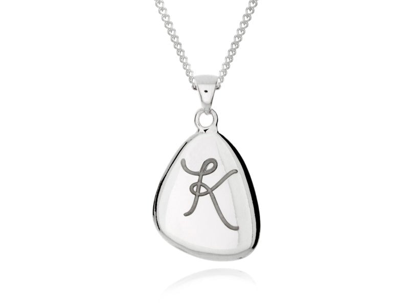 Terra Pebble Necklace with Engraved Initial - Pamela Lauz Jewellery
