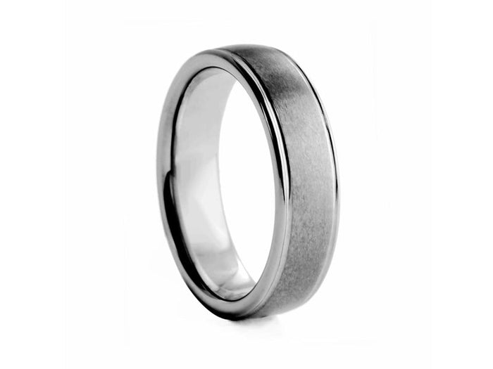 Textured Tungsten Band with Polished Edges - Pamela Lauz Jewellery