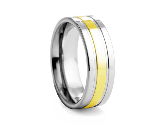 Tungsten Band with Gold-plated Centre - Pamela Lauz Jewellery