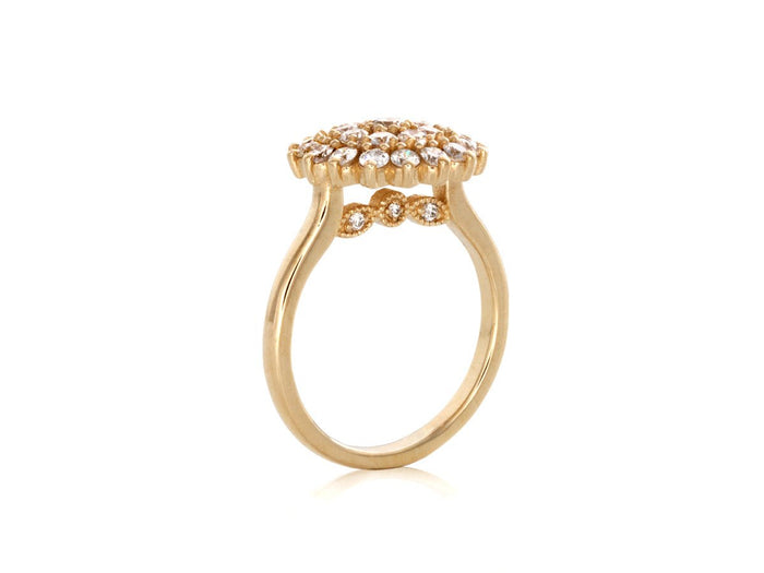 Vintage Cluster Diamond Yellow Gold Engagement Ring - Pamela Lauz Jewellery