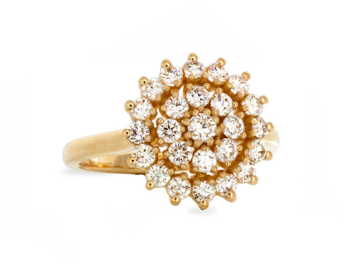 Vintage Cluster Diamond Yellow Gold Engagement Ring - Pamela Lauz Jewellery
