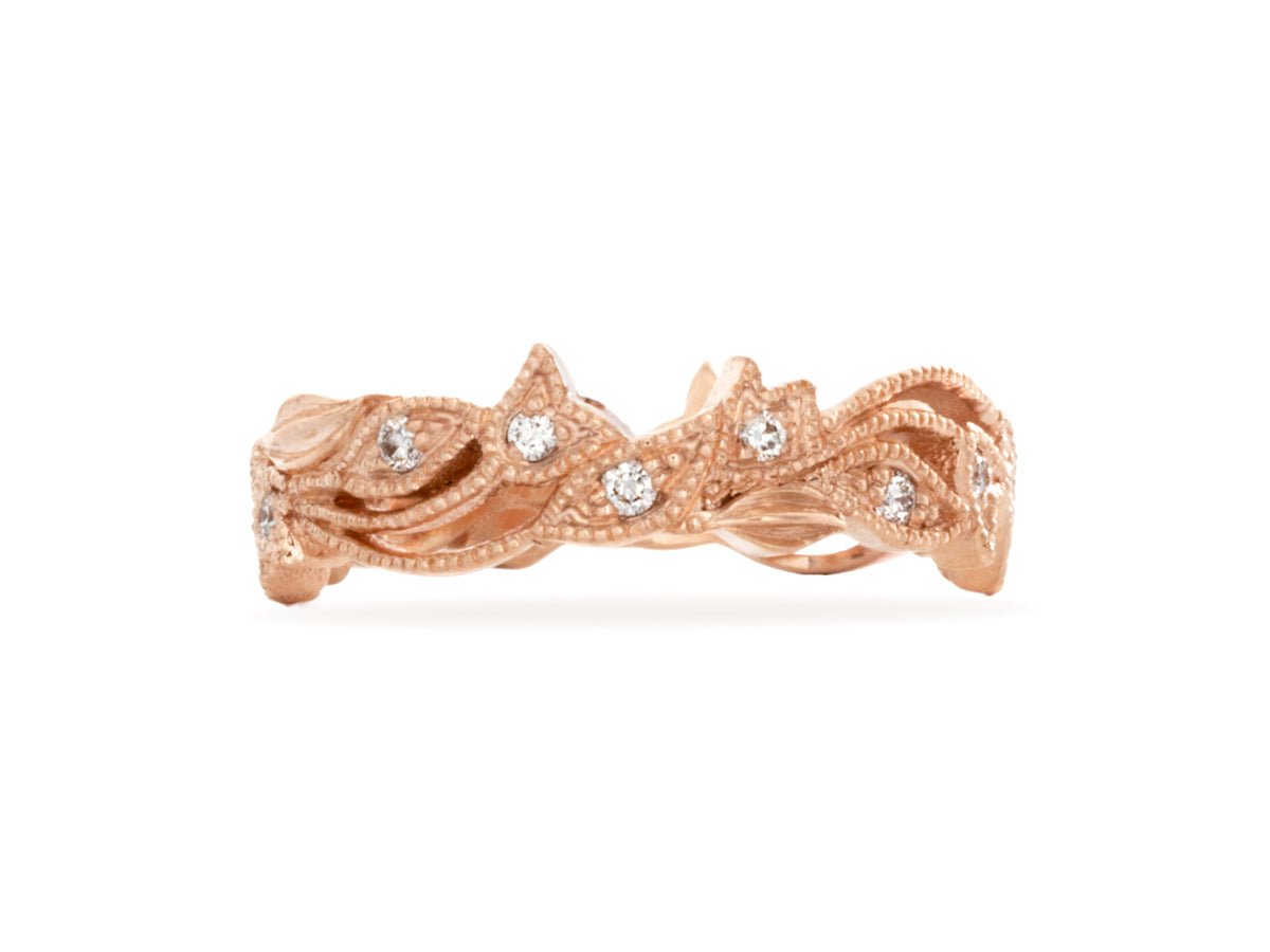 Vintage-Inspired Rose Gold And Diamond Wedding Band - Pamela Lauz Jewellery