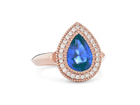 Vintage Sapphire Rose Gold Diamond Engagement Ring - Pamela Lauz Jewellery