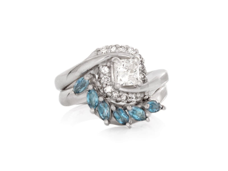 White Gold and Blue Topaz Fitted Wedding Band - Pamela Lauz Jewellery