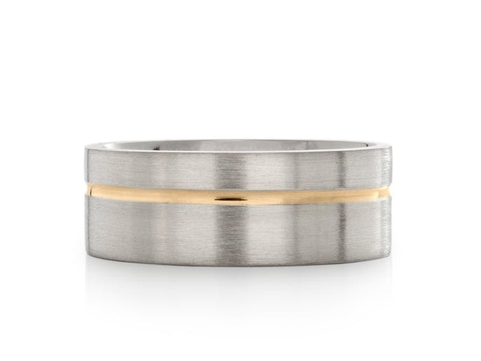 White Gold Band with Yellow Gold Groove - Pamela Lauz Jewellery